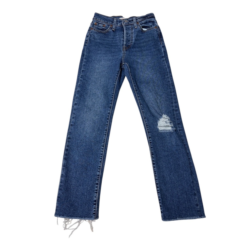 Levi Strauss Wedgie Straight Jeans‎ Distressed Medium Wash Women's Size 25